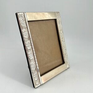 FETCO Silver Tone Embossed Floral Scroll Picture Frame Vintage Tabletop 5x7